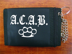 A.C.A.B. boxer  pevná čierna textilná peňaženka s retiazkou a karabínkou, tlačené logo